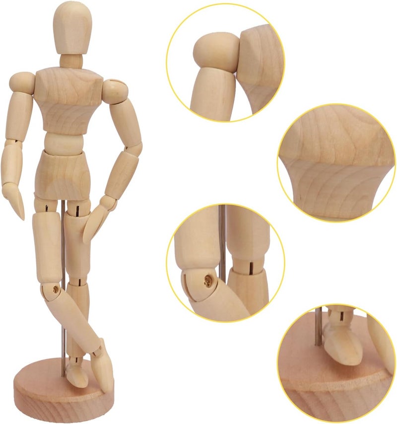 IHDYPPEW 7 Pack 8 Inch Artists Wooden Manikin, Wood Poseable Mannequin, Wooden Drawing Mannequin, Wooden Drawing Models for Artists Mannequin, Photography Prop, Animation, Home - Image 3